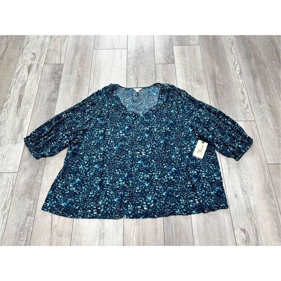 Terra & Sky full figure blue blouse plus size 3X - Picture 3 of 12